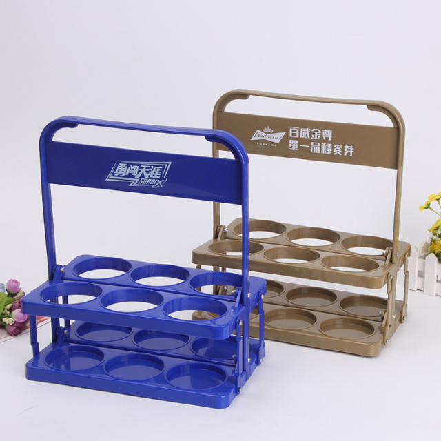 Wholesale Portable Colorful Plastic Bottle Holder Foldable Beer Hand Basket Carrier