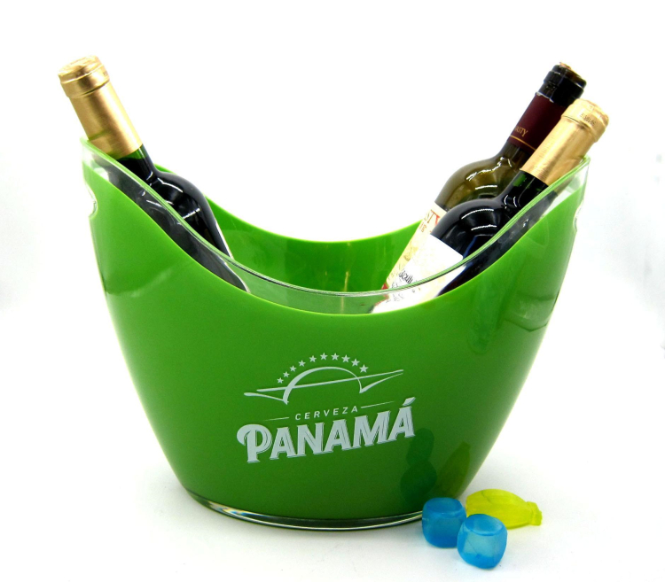 Promotional Double Wall Ice Bucket Food Grade Plastic Beer Wine Ice Bucket With Handles 2 Layers 8L PS Wine Ice Bucket