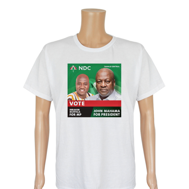African Countries Political Party Presidential Election Vote Campaign Propaganda Material Gift Heat Transfer Printing Candidate Photo Cotton T Shirt
