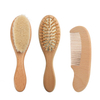 Natural Newborn Brush Hair Soft Bristles Bamboo Wooden Newborn Baby wool Brush Set Hair Brush Combs