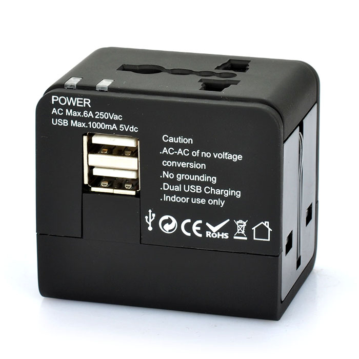 High End 2USB EU US Worldwide Global Trave Adapter