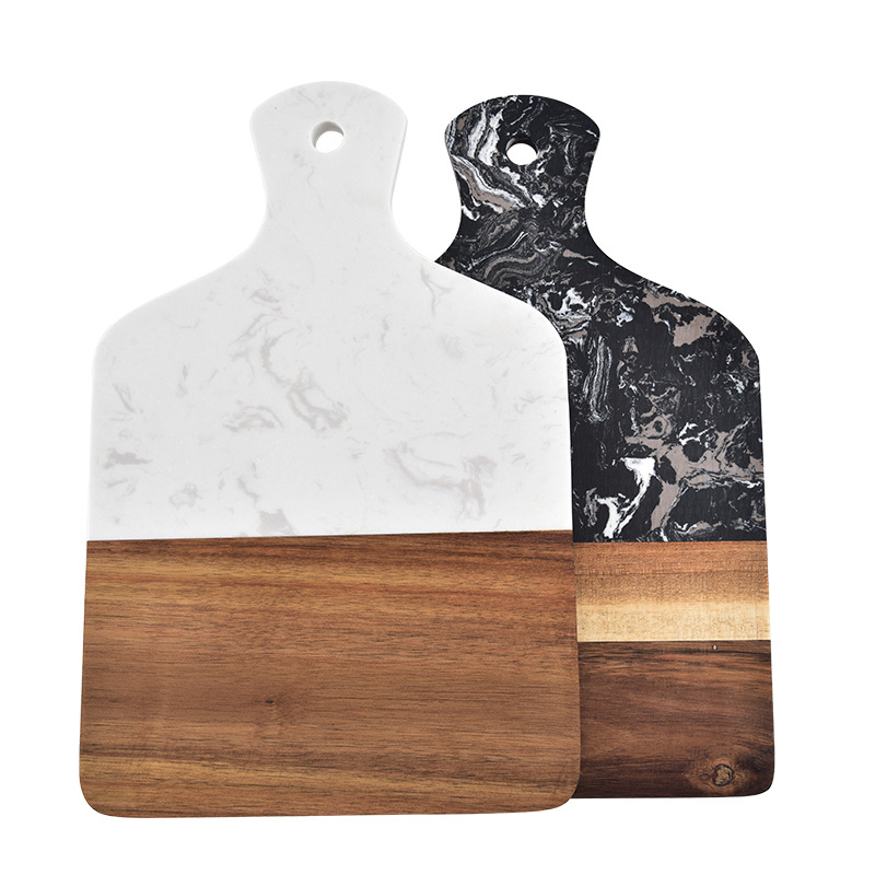 Charcuterie Steak Pizza Acacia Wood And Marble Cutting Board Marble Cheese Board