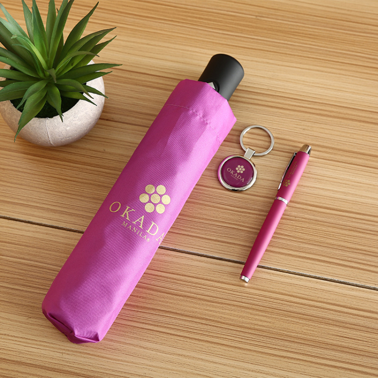 Lady Promotional Gift Set Umbrella Bottle Keyring Pen Set
