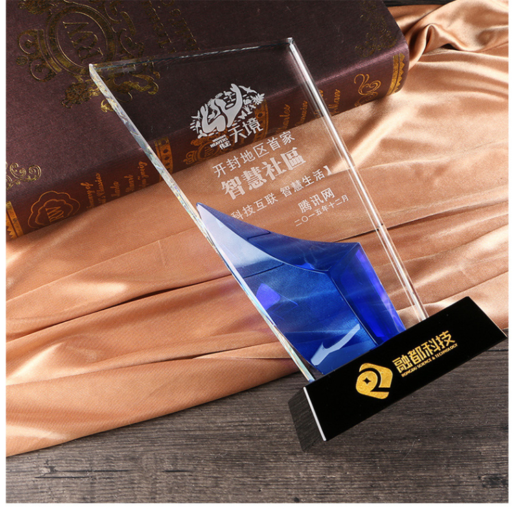 Creative Design Sailboat Shape Clear Blank Crystal Trophy For Sports Gifts