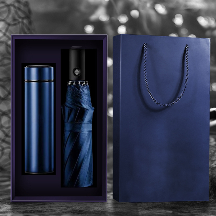 LED Display Thermal Bottle Umbrella Gift Set