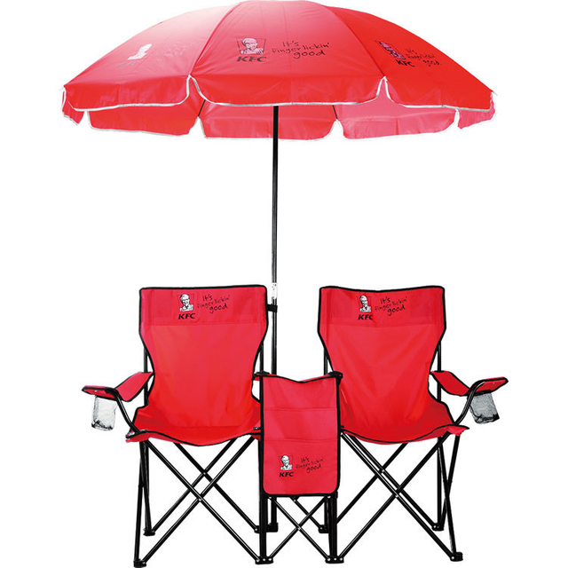 Restaurant Promotion Double Beach Chair With Umbrella And Cooler Bag