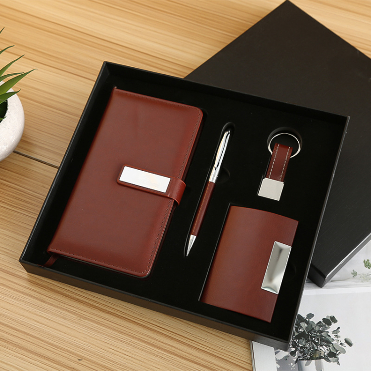 PU Leather Notebook Pen Key Chain Gift Box Set