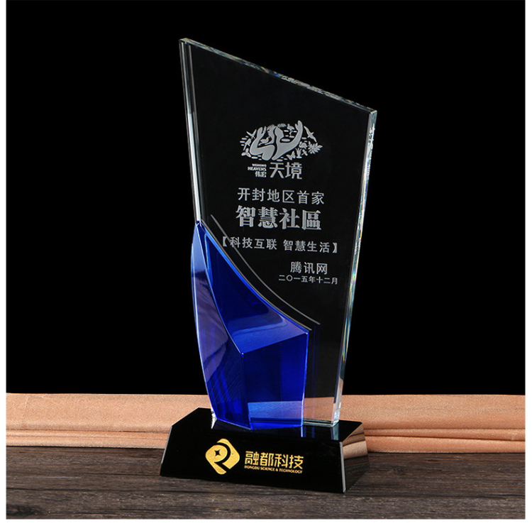 Creative Design Sailboat Shape Clear Blank Crystal Trophy For Sports Gifts