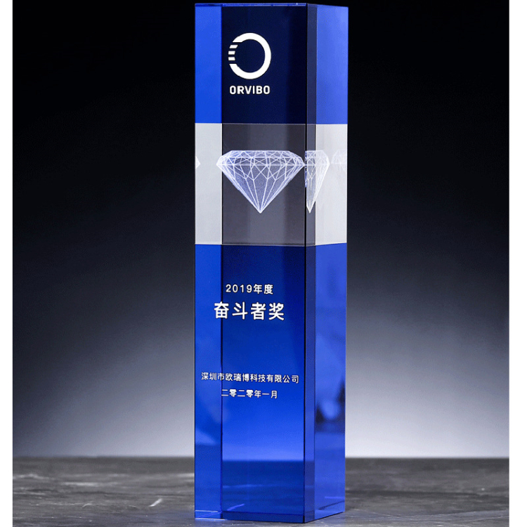 Hand Made Colorful Custom Shape Logo High End Business Anniversary Meeting Gift K9 Crystal Award Trophy