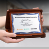 Custom Commemorative Medal Blank Award Inlaid Gold and Silver Award Wooden Bracket Business Award Plaque With Box Home Deco