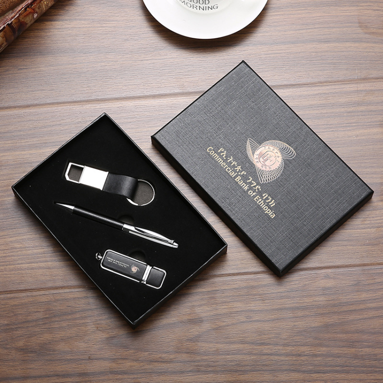 Leather Pen USB Disk Keychain Set