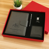 Logo Embossed Cusgtom Leather Notebook Pen Card Holder Keyring Set