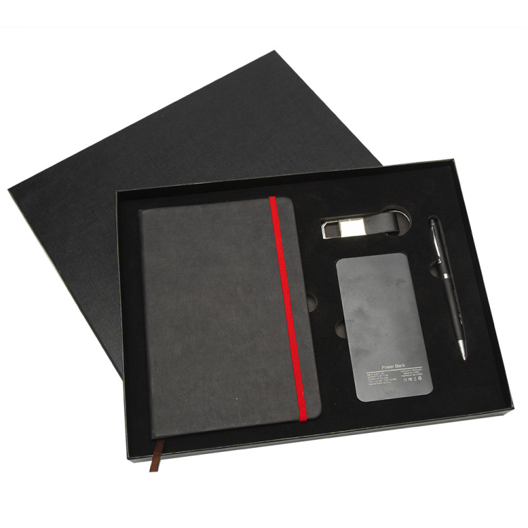 Custom Business Gift Moleskin Notebook Pen Keyring Power Bank Set