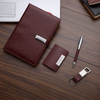 Custom Logo Business Gift Leather Pen Notebook kechain Set