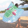Custom Digital Printing Quick-Dry Round Fringed Microfiber Beach Towel with plaid