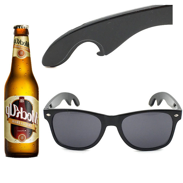 Plastic Retro Sunglasses Promotional Custom Logo Traveler Sports Beer Opener Sunglasses With Bottle Opener