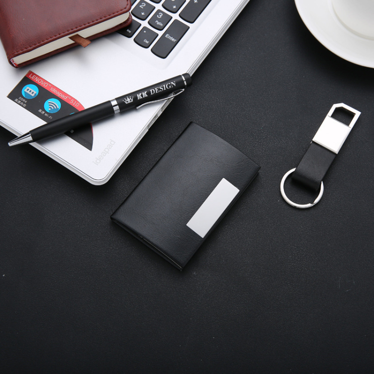 Logo Branded Business Gift Set Card Holder Pen Keyring Set