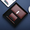 Custom Logo Business Gift Leather Pen Notebook kechain Set