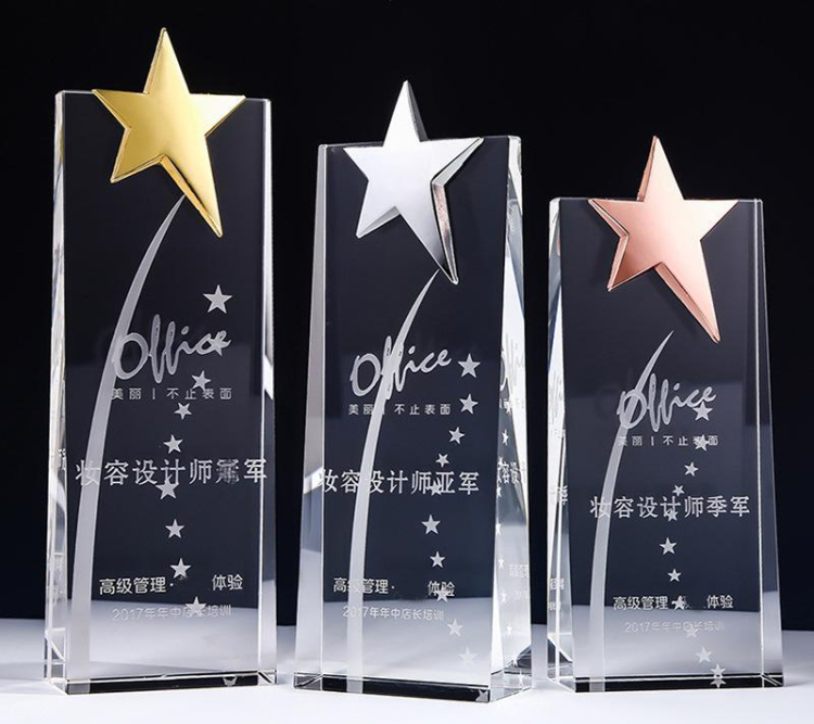 Cheap Custom Award K9 Crystal Glass Trophy With Engraved Logo